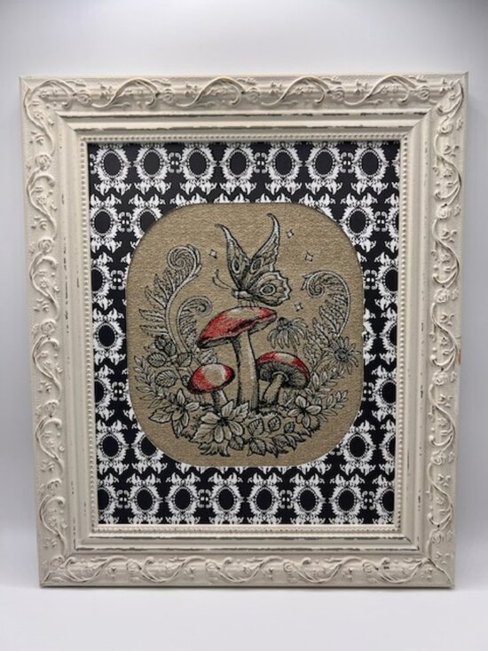 Simply Quilted Other - Homemade Butterfly On Mushroom Framed 8X10 Embroidery Art
